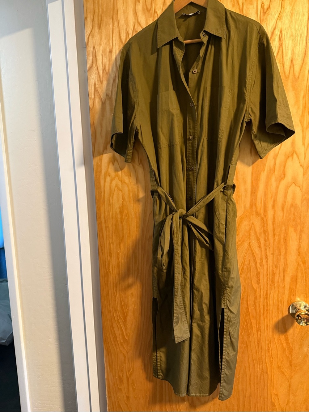 Vince Olive Green Shirt Dress with Tie Belt M
